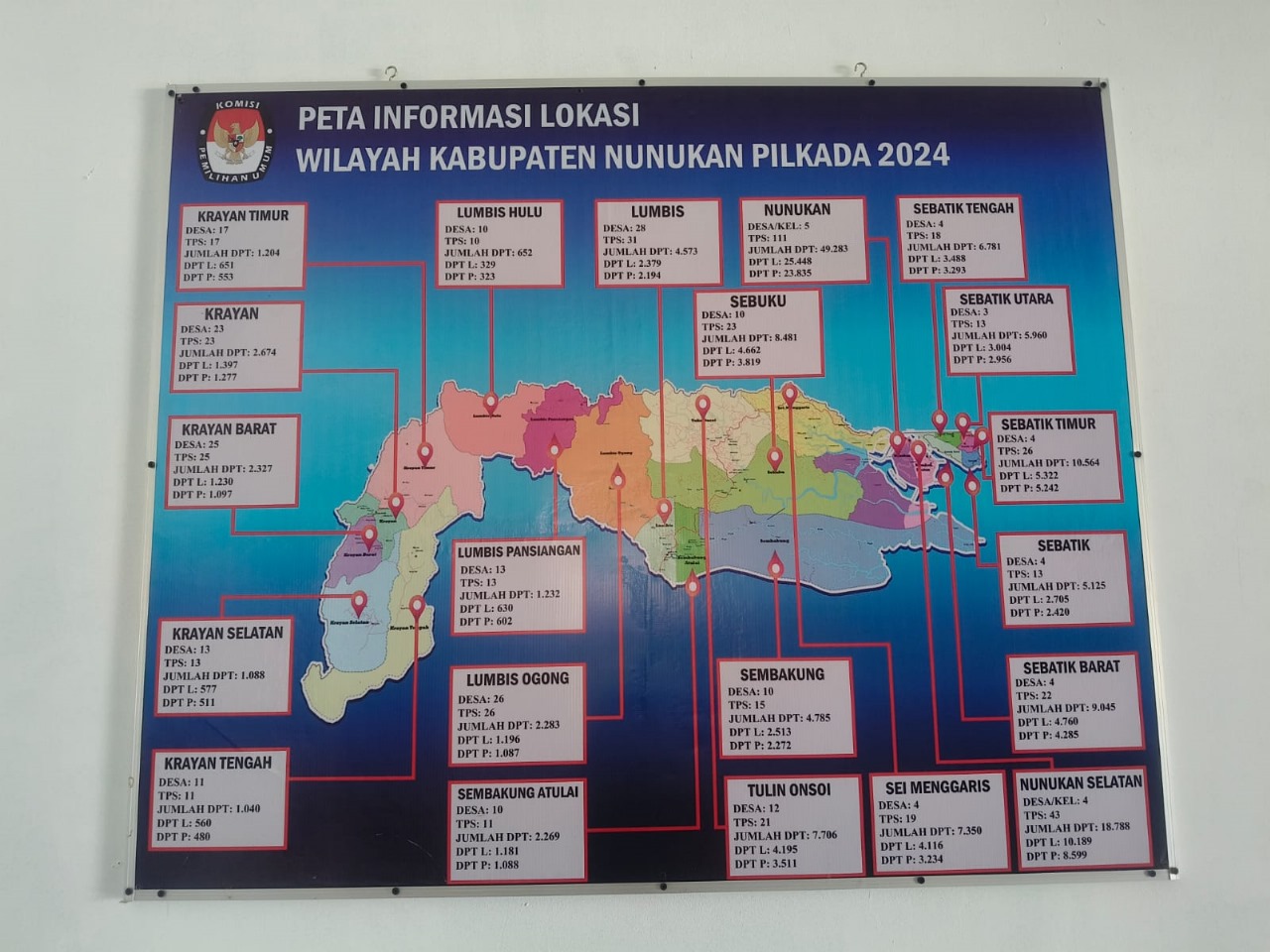 Peta Informasi Lokasi Wilayah Kabupaten Nunukan Pilkada 2024