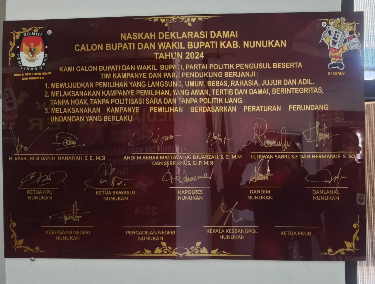 Naskah Delkarasi Damai Calon Bupati dan Wakil Bupaten Kabupaten Nunukan Nunukan Tahun 2024